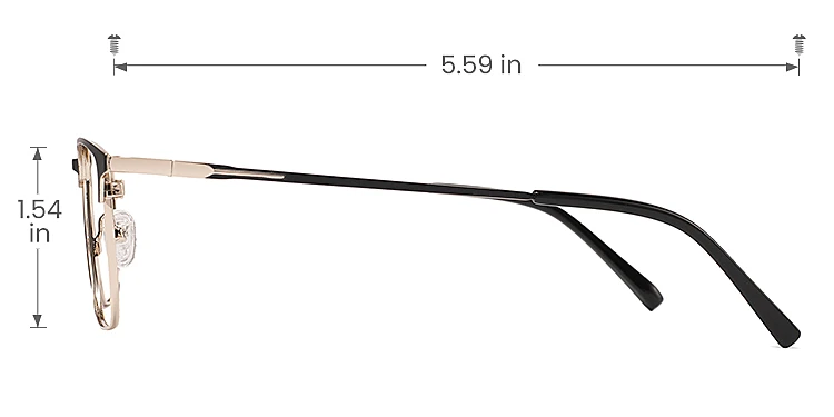 Vito black gold   Metal  Eyeglasses, size view