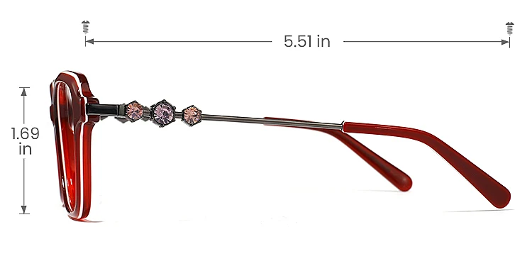 Elliot red   Acetate  Eyeglasses, size view