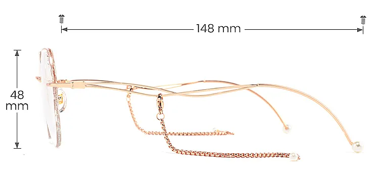Lavender rose gold silver   Metal  Eyeglasses, size view