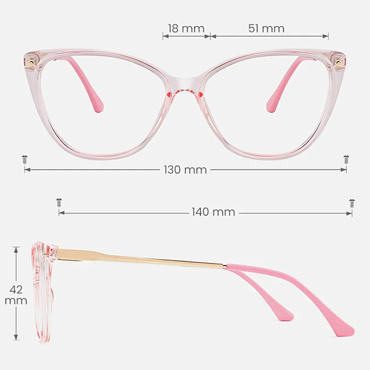 Evetta clear pink   Plastic  Eyeglasses, size view