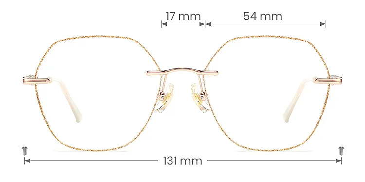 Gem rose gold gold   Metal  Eyeglasses, size view