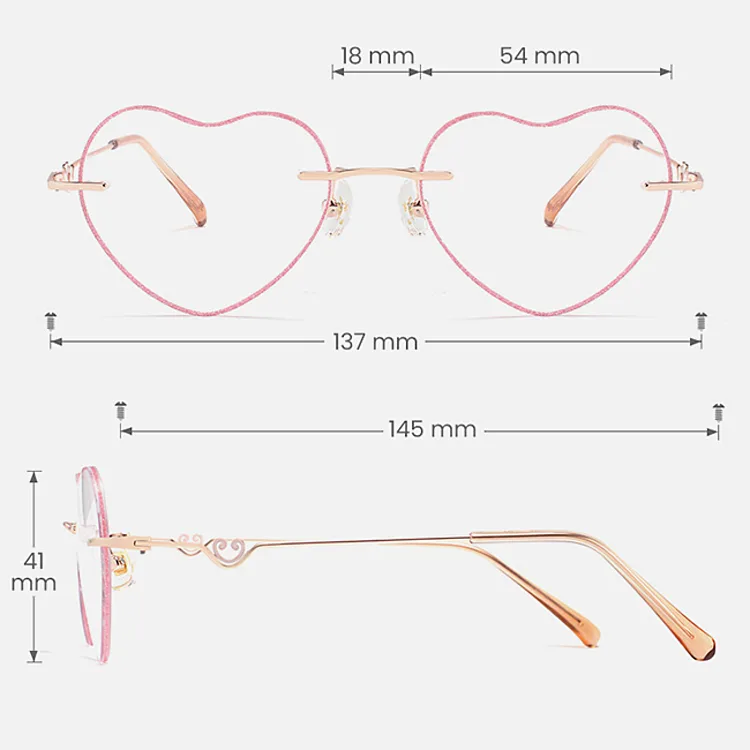 Flint pink   Metal  Eyeglasses, size view