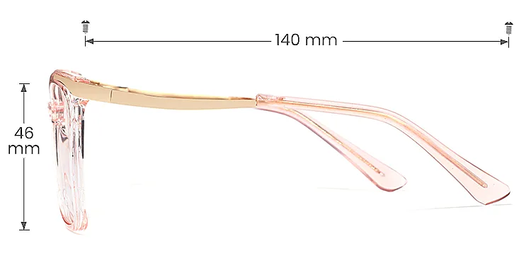Sine clear pink   Plastic  Eyeglasses, size view