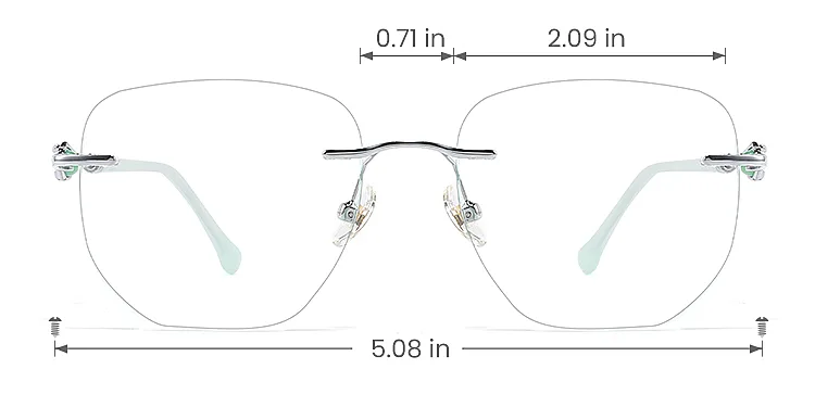 Perry silver green   Metal  Eyeglasses, size view