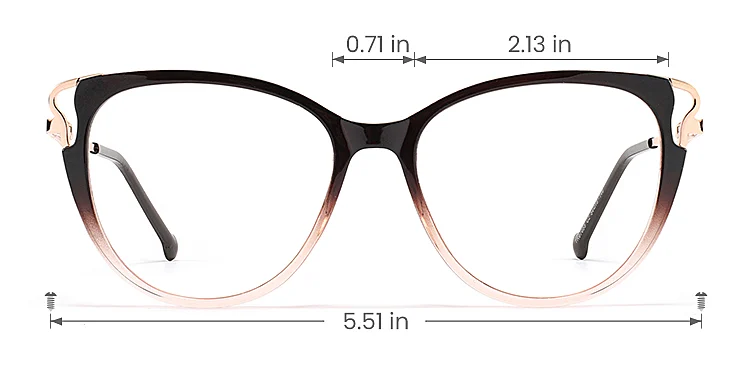 Trista black brown   TR90  Eyeglasses, size view