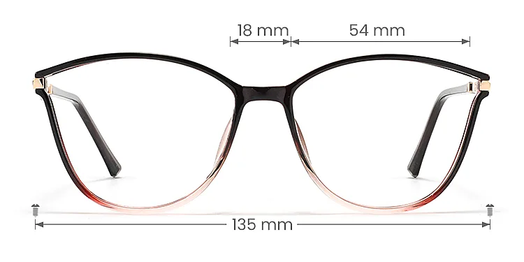Darleen black pink   Plastic  Eyeglasses, size view
