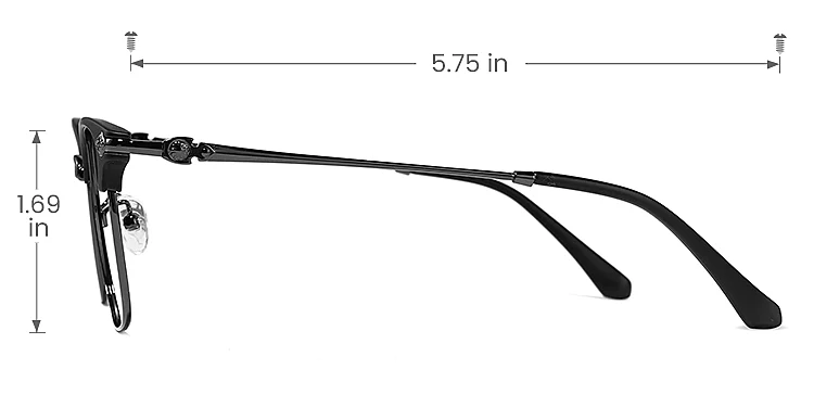 Emeka black   Metal  Eyeglasses, size view