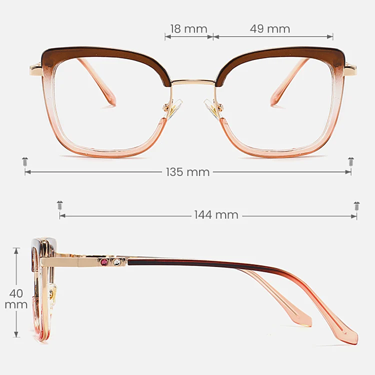 Ffion brown pink   Plastic  Eyeglasses, size view