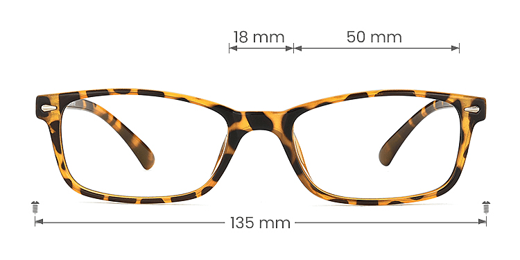 Edith yellow tortoise   TR90  Eyeglasses, size view