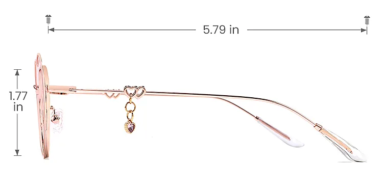 Heart pink rose gold   Metal  Sunglasses, size view