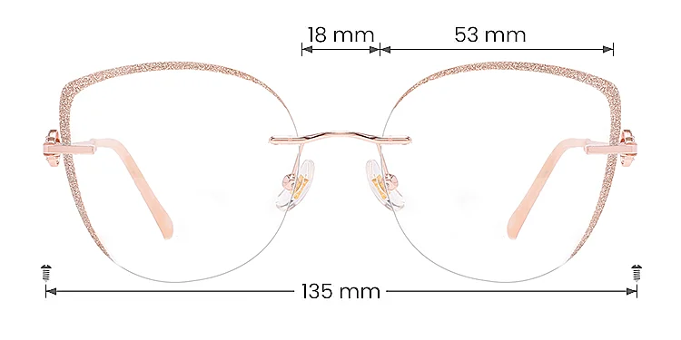 Shahlaa rose gold   Metal  Eyeglasses, size view