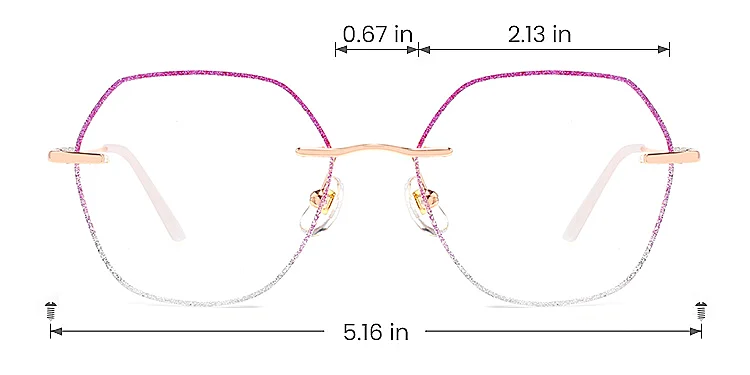 Gem purple silver   Metal  Eyeglasses, size view