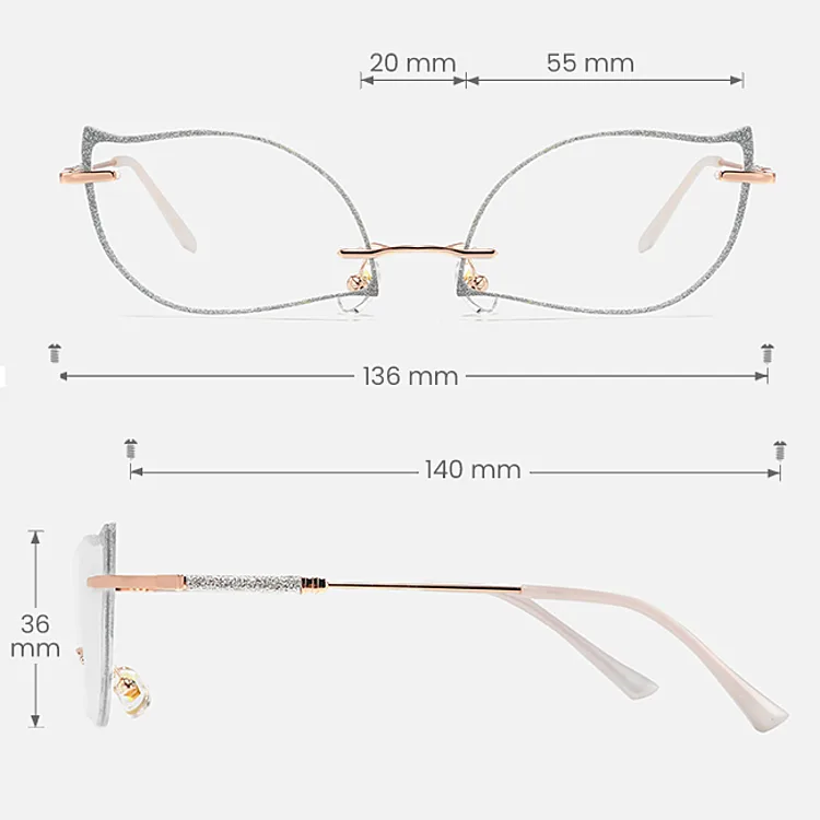 Nalani silver   Metal  Eyeglasses, size view