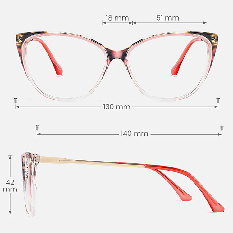 Evetta pink floral clear   Plastic  Eyeglasses, size view