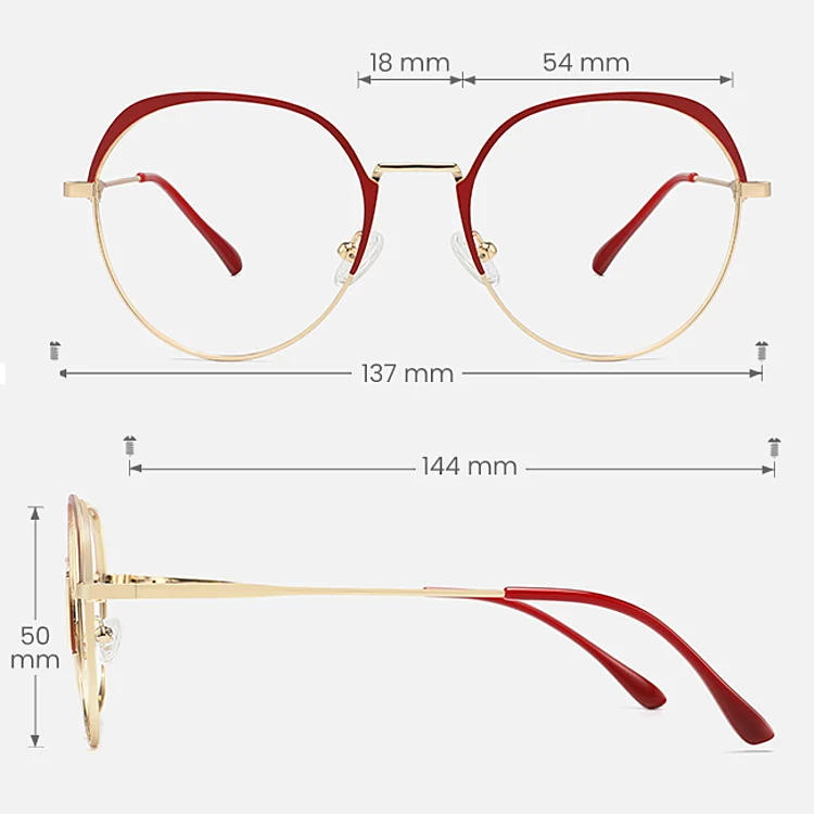 Bellamy red gold   Metal  Eyeglasses, size view