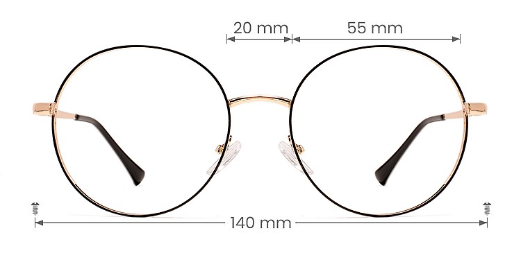 Ransey black gold   Metal  Eyeglasses, size view