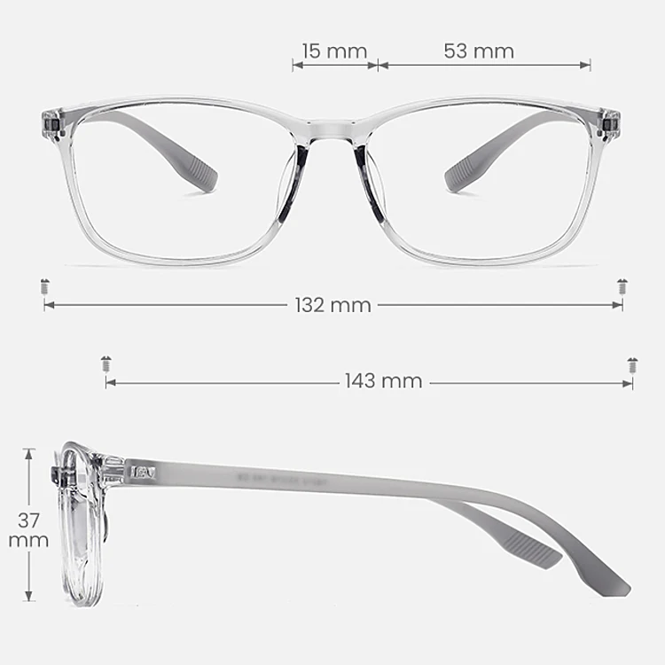 Leigh grey   Plastic  Eyeglasses, size view