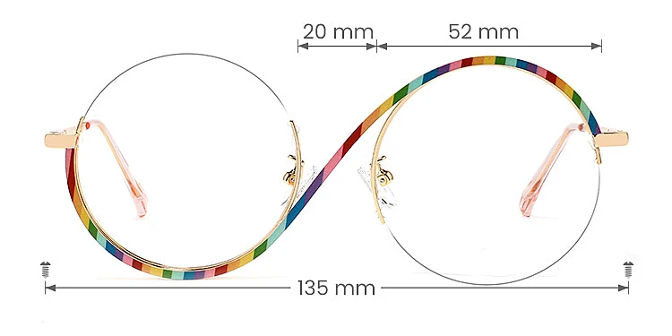 Anne striped rainbow   Metal  Eyeglasses, size view