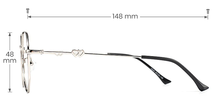 Megan silver   Metal  Eyeglasses, size view