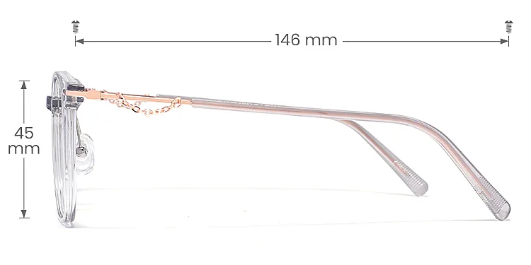 Rena grey   Plastic  Eyeglasses, size view