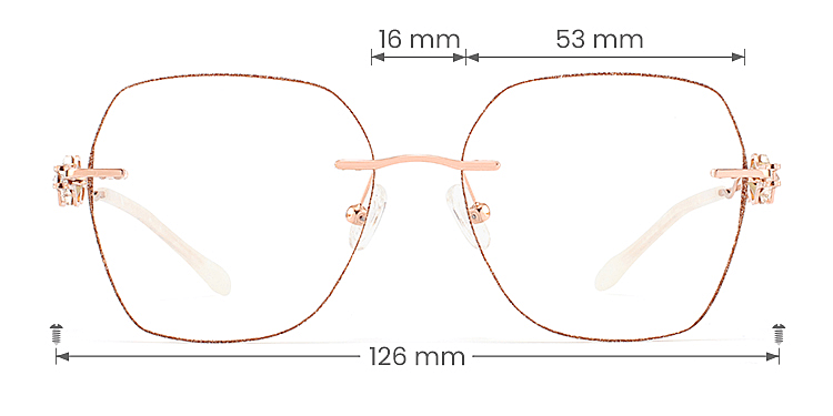 Shine rose gold   Metal  Eyeglasses, size view