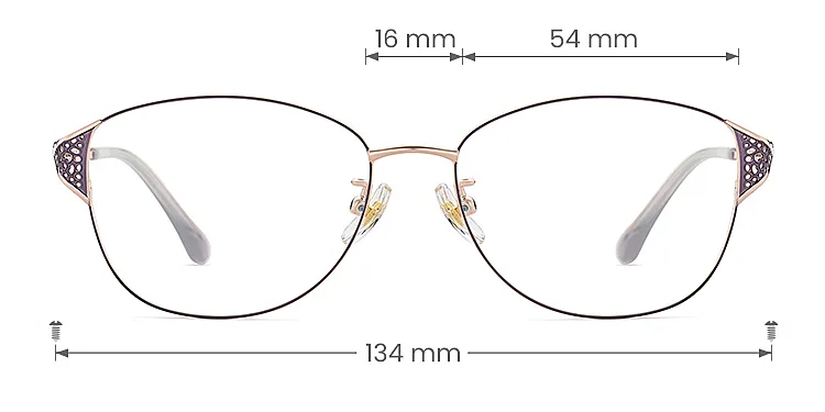Callista purple   Metal  Eyeglasses, size view