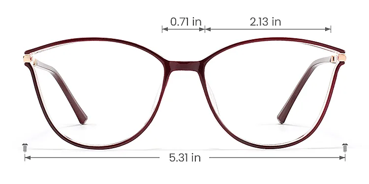 Darleen burgundy   Plastic  Eyeglasses, size view