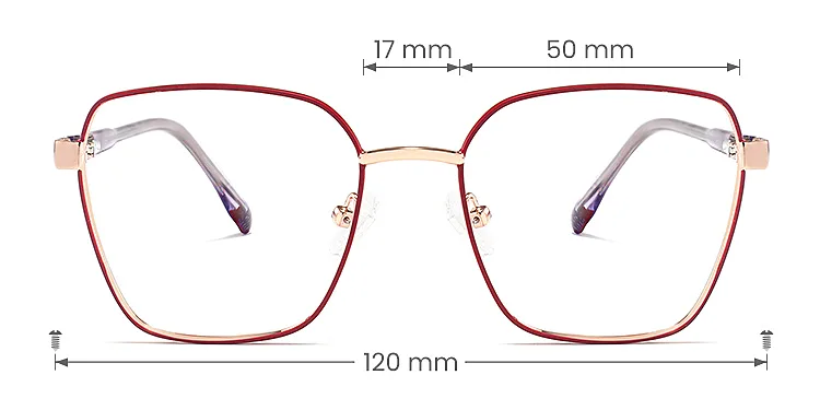 Nash red   Metal  Eyeglasses, size view