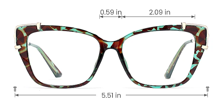 Loup green tortoise   Plastic  Eyeglasses, size view