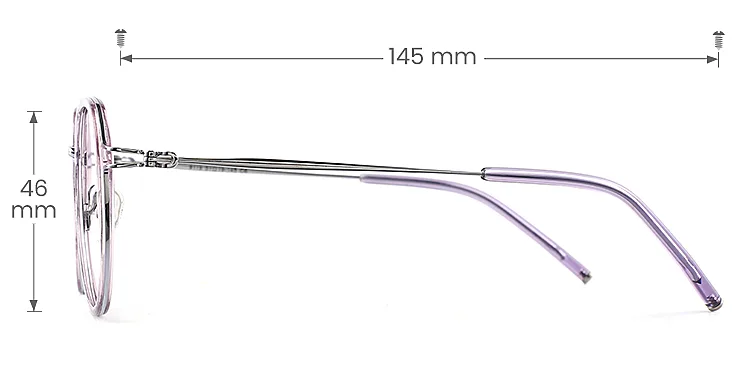 Charlene lavender   Plastic  Eyeglasses, size view