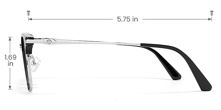 Emeka black silver   Metal  Sunglasses, size view