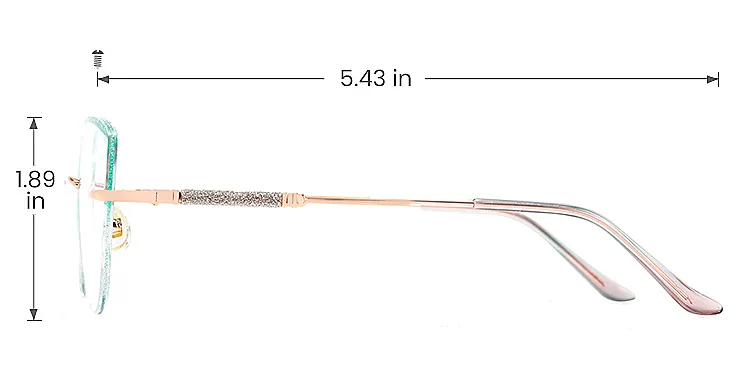 Glamour gradient green   Metal  Eyeglasses, size view