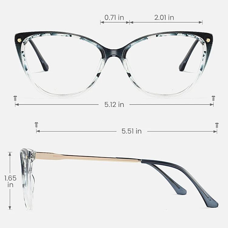 Evetta blue floral clear   Plastic  Eyeglasses, size view