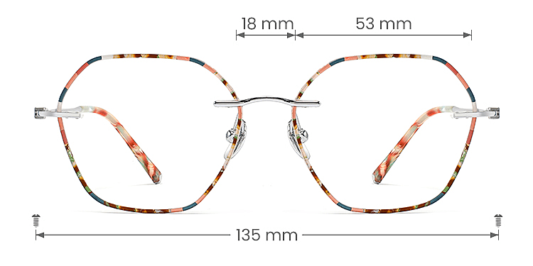 Efia colorful   Metal  Eyeglasses, size view