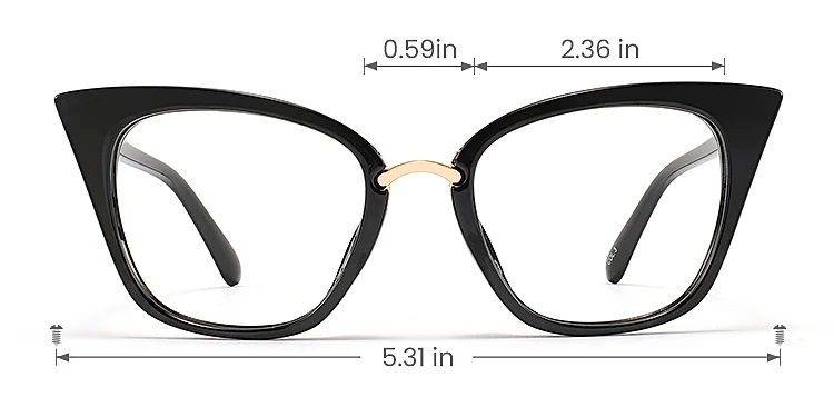 Fara black   Plastic  Eyeglasses, size view