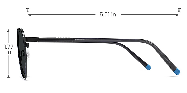 Hamid black   Metal  Sunglasses, size view