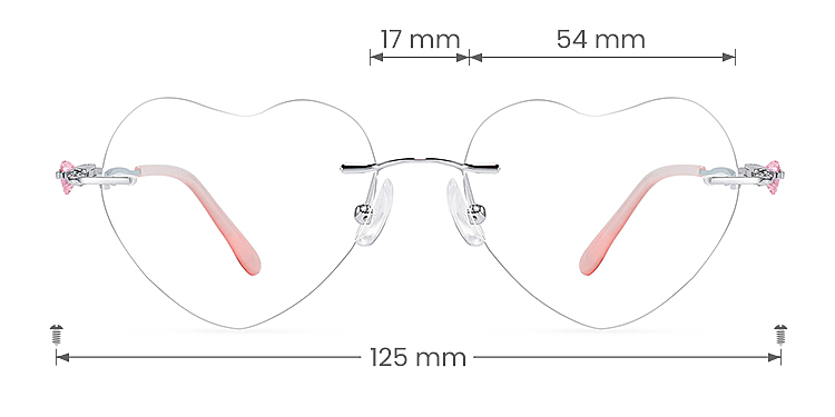 Cherish pink   Metal  Eyeglasses, size view