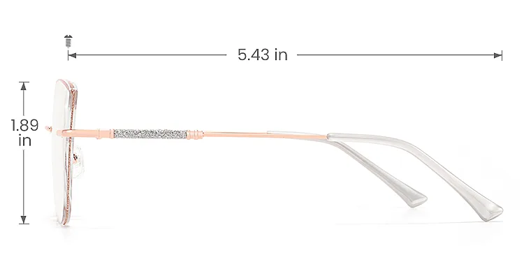 Glamour rose gold   Metal  Eyeglasses, size view