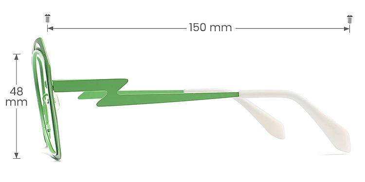 Emilee green white   Metal  Eyeglasses, size view