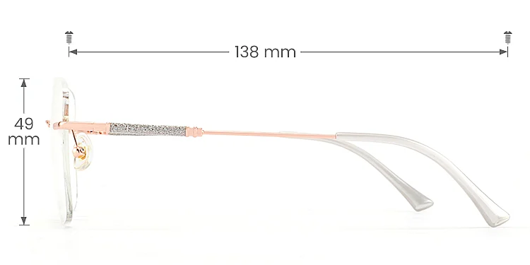 Pure rose gold   Metal  Eyeglasses, size view