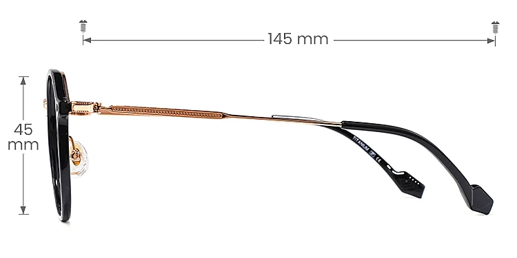 Estelle black   Plastic  Eyeglasses, size view