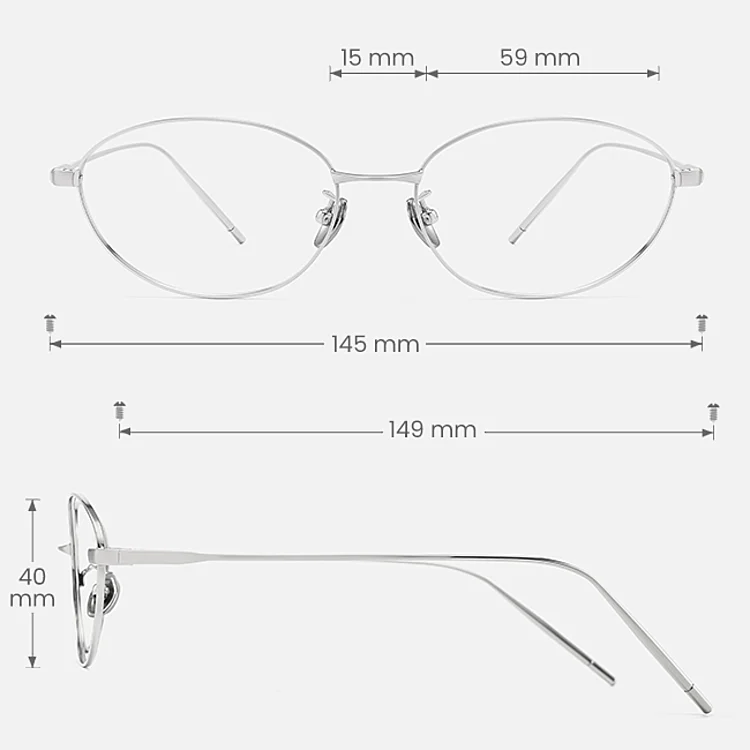 Hawk silver   Titanium  Eyeglasses, size view