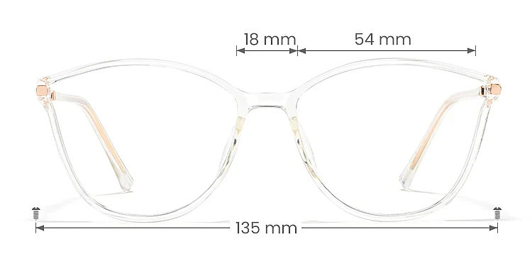 Darleen clear   Plastic  Eyeglasses, size view