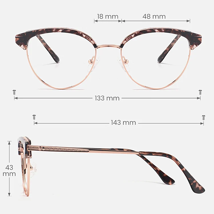Prairie petal tortoise rose gold   Plastic  Eyeglasses, size view