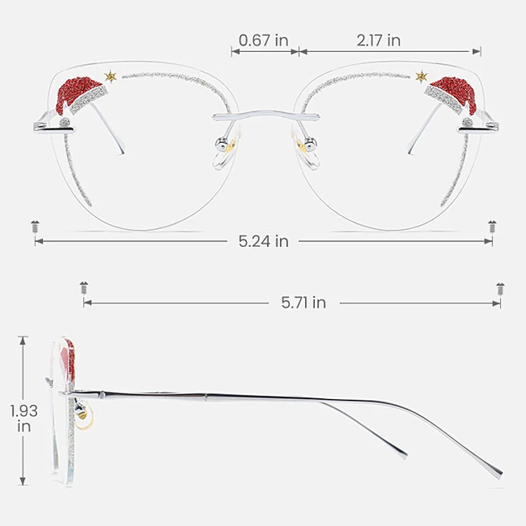 Sakura silver red   Metal  Eyeglasses, size view