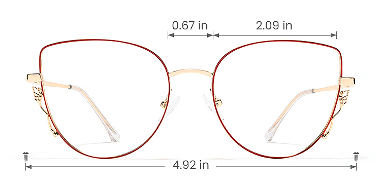 Hailey red   Metal  Eyeglasses, size view