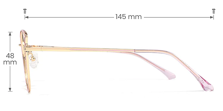 Cloe pink gold   Metal  Eyeglasses, size view