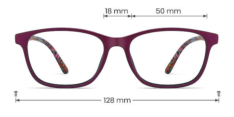 Chase purple floral   Plastic  Eyeglasses, size view