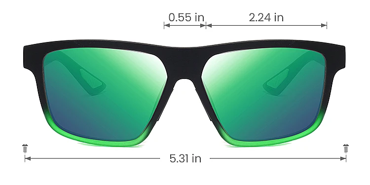 Cedric black green   TR90  Sunglasses, size view