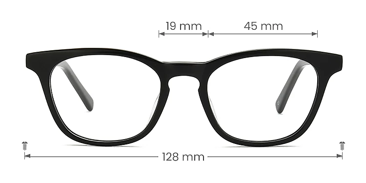 Ava black   Acetate  Eyeglasses, size view